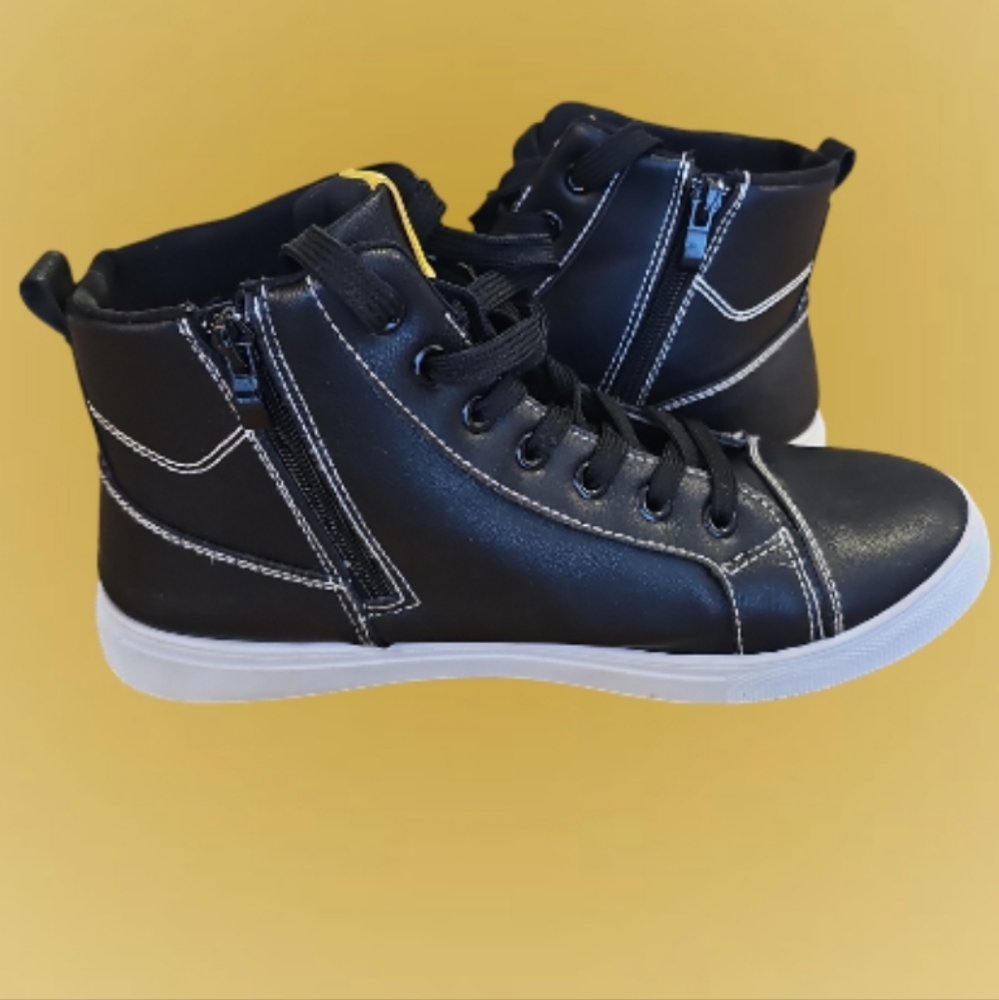 ZGR High Top Sneakers for Women Lace Up Leather Fashion Sneakers Ankle Boots - Picture 3 of 12